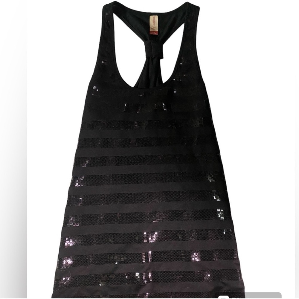 Black Sequin Sleeveless Tank Top